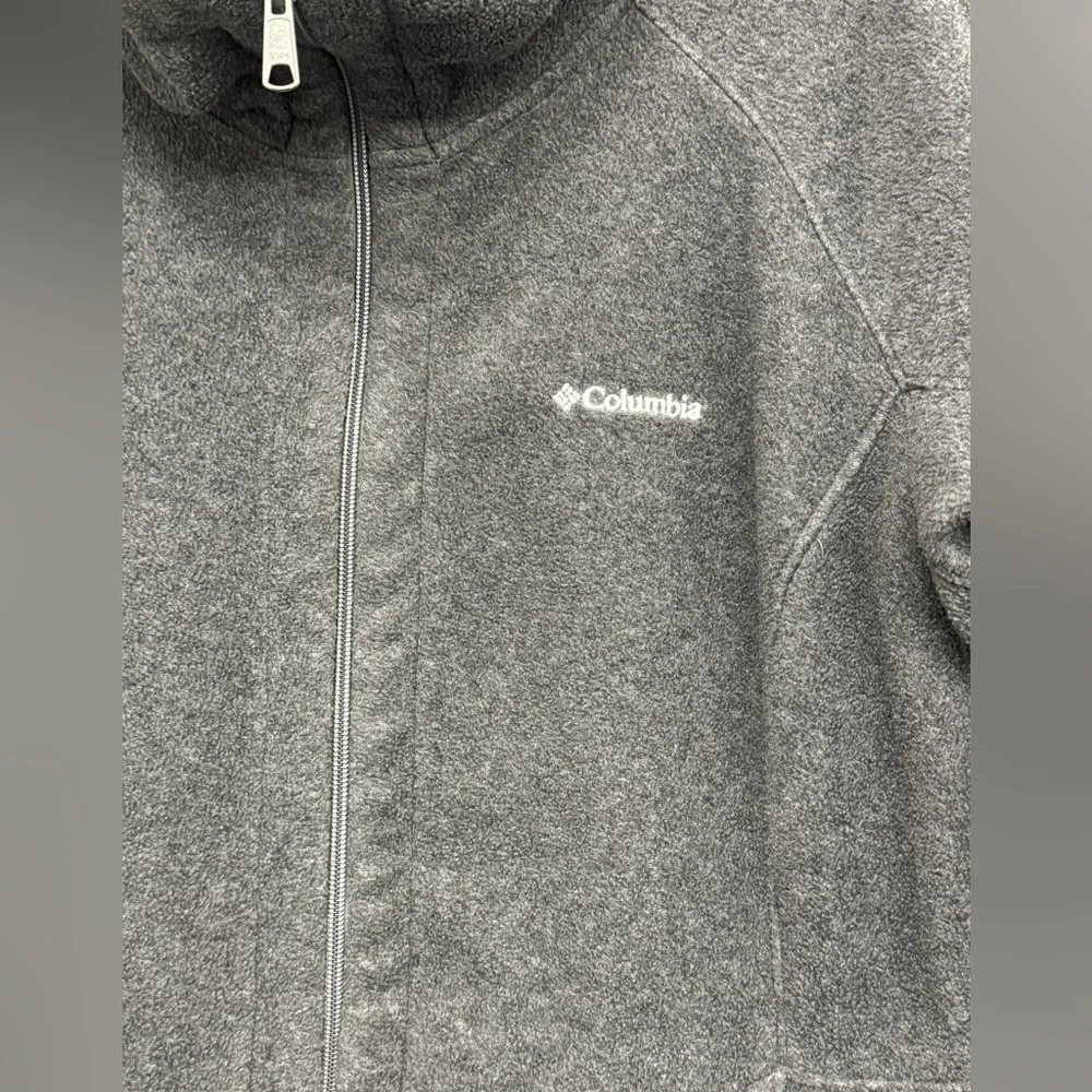 Columbia Gray Fleece‎ Full Zip Jacket with Hood and Zipper Pockets Size 1X